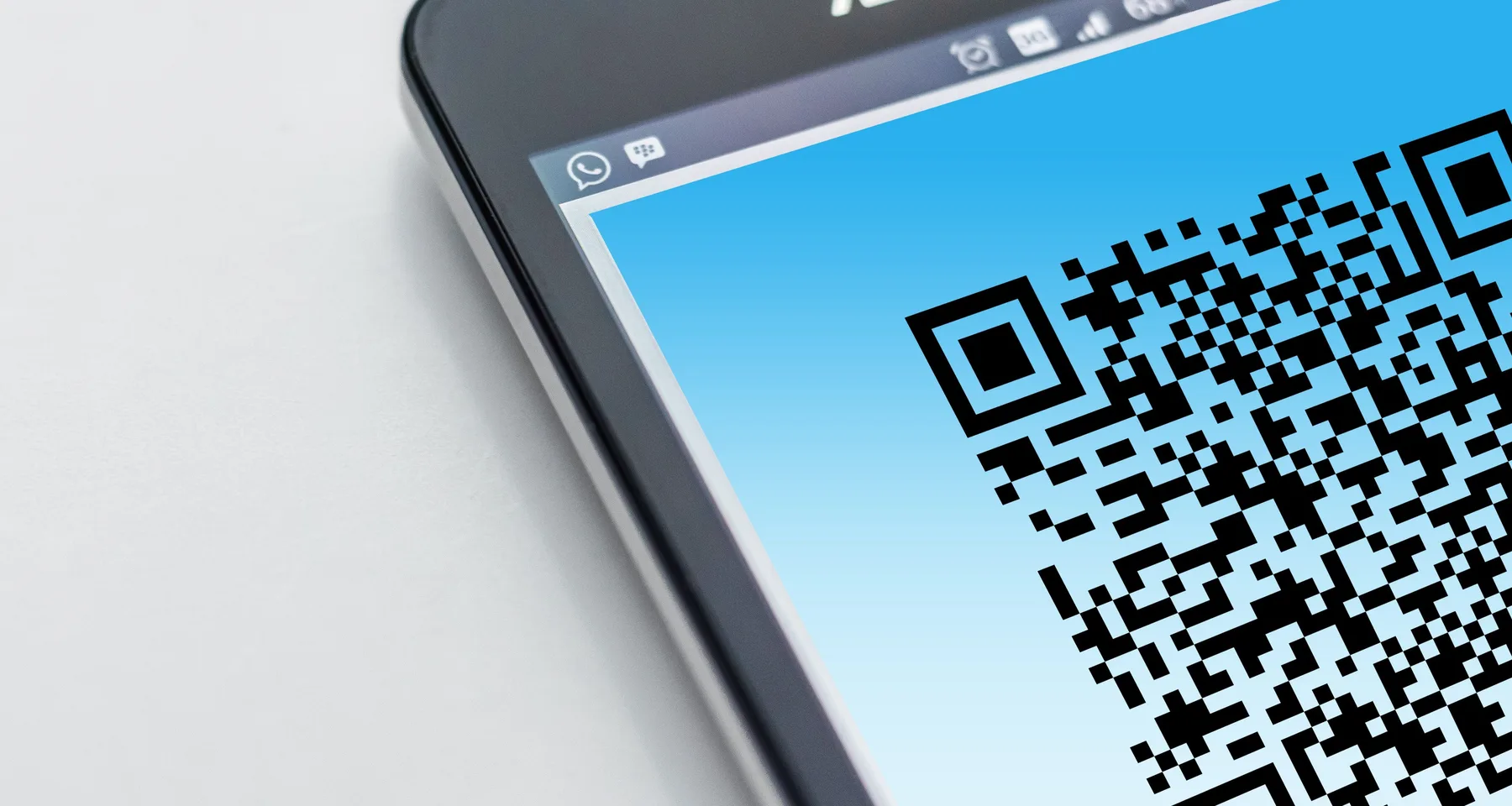 Phone displaying QR technology